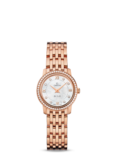 Omega De Ville Prestige Quartz Ladies 24.5 Red Gold Diamond / MOP / Bracelet 424.55.24.60.55.002