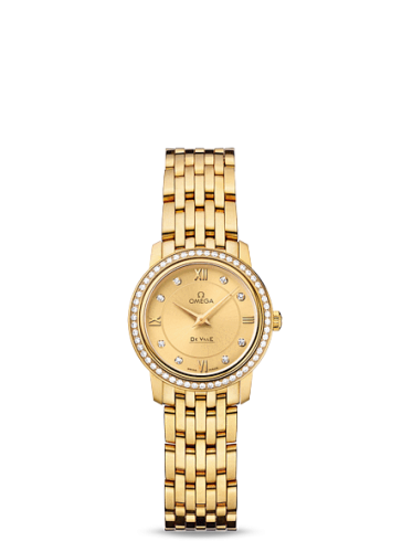 Omega De Ville Prestige Quartz 24.4 Yellow Gold / Diamond / Bracelet 424.55.24.60.58.001