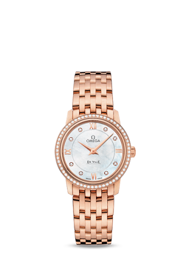 Omega De Ville Prestige Quartz 27 Red Gold / MOP-Diamond / Bracelet 424.55.27.60.55.002