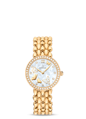 Omega De Ville Prestige Dewdrop Quartz 27.4 Yellow Gold / Diamond / Butterfly / Bracelet 424.55.27.60.55.005