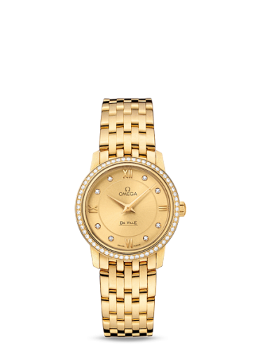 Omega De Ville Prestige Quartz 27.4 Yellow Gold / Champagne-Diamond / Bracelet 424.55.27.60.58.001