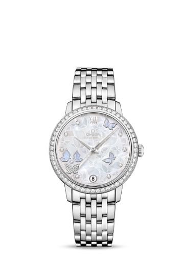 Omega De Ville Prestige Co-Axial 32.7 White Gold / MOP Butterfly / Diamond / Bracelet 424.55.33.20.55.003