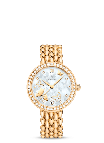 Omega De Ville Prestige Dewdrop Co-Axial 32.7 Yellow Gold / MOP Butterfly / Diamond / Bracelet 424.55.33.20.55.008