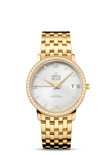 Omega De Ville Prestige Co-Axial 36.8 Yellow Gold / Silver / Diamond / Bracelet 424.55.37.20.52.002