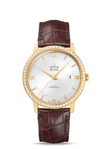 Omega De Ville Prestige Co-Axial 39.5 Yellow Gold / Silver / Diamond 424.58.40.20.52.001
