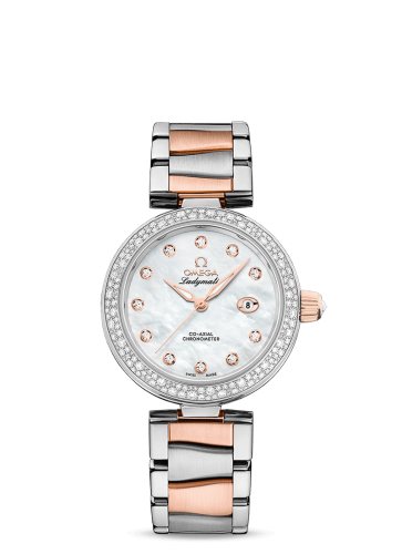 Omega LadyMatic Co-Axial 34 Stainless Steel / Sedna Gold / Diamond / MOP / Bracelet 425.25.34.20.55.004