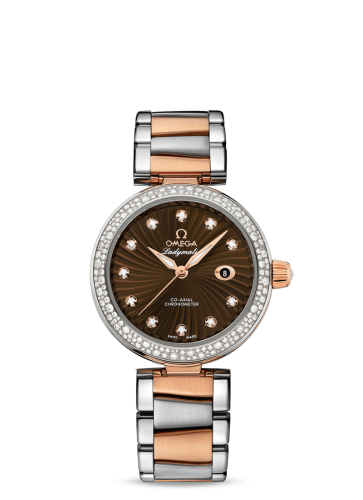 Omega LadyMatic Co-Axial 34 Stainless Steel / Red Gold / Diamond / Brown / Bracelet 425.25.34.20.63.001