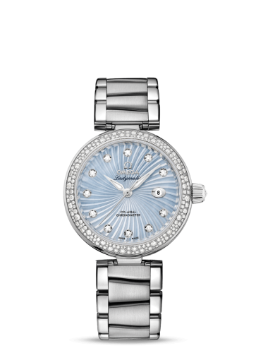 Omega LadyMatic Co-Axial 34 Stainless Steel / Diamond / Blue MOP / Bracelet 425.35.34.20.57.002