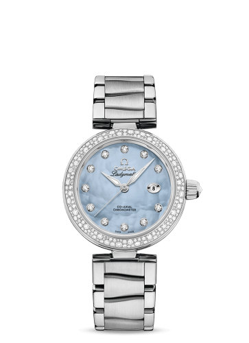 Omega LadyMatic Co-Axial 34 Stainless Steel / Diamond / Blue MOP / Bracelet 425.35.34.20.57.003