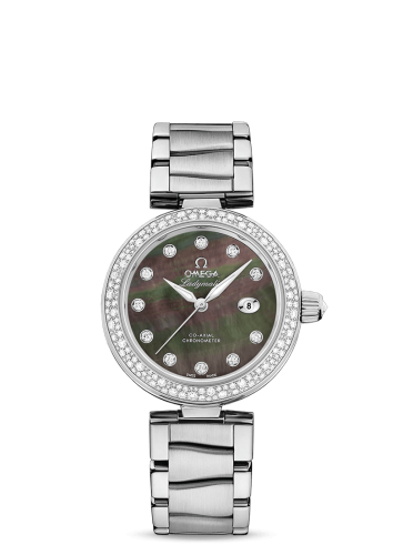 Omega LadyMatic Co-Axial 34 Stainless Steel / Diamond / Brown MOP / Bracelet 425.35.34.20.57.004