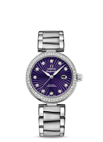 Omega LadyMatic Co-Axial 34 Stainless Steel / Diamond / Purple / Bracelet 425.35.34.20.60.001