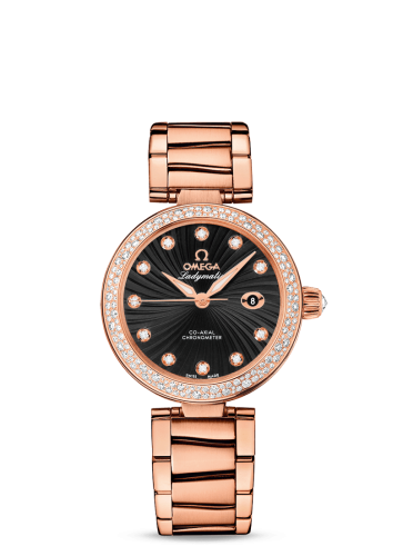 Omega LadyMatic Co-Axial 34 Red Gold / Diamond / Black / Bracelet 425.65.34.20.51.001
