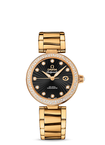 Omega LadyMatic Co-Axial 34 Yellow Gold / Diamond / Black / Bracelet 425.65.34.20.51.002
