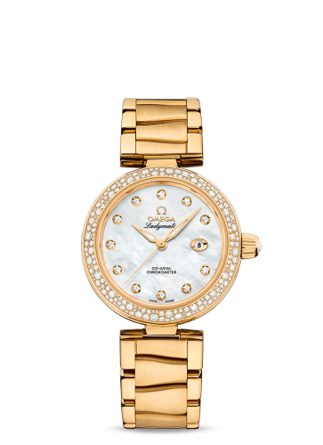 Omega LadyMatic Co-Axial 34 Yellow Gold / Diamond / MOP / Bracelet 425.65.34.20.55.009