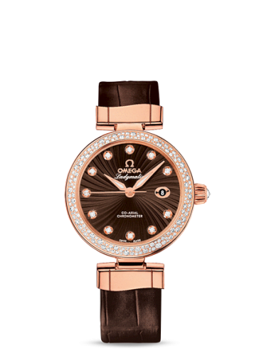 Omega LadyMatic Co-Axial 34 Red Gold / Diamond / Brown 425.68.34.20.63.002