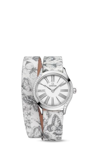Omega Mini Trésor Quartz 26 Stainless Steel - Diamond / White - Grey / Toile de Jouy - Double Tour 428.17.26.60.04.002