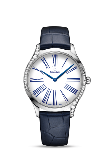 Omega De Ville Trésor 39 Stainless Steel / White - Roman / Alligator 428.18.39.60.04.001