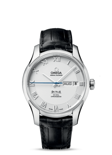 Omega De Ville Co-Axial Annual Calendar Stainless Steel / Silver / Alligator 431.13.41.22.02.001