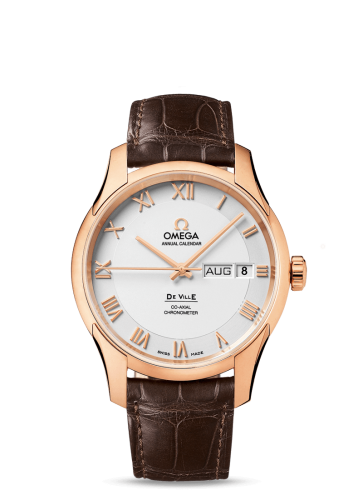 Omega De Ville Co-Axial Annual Calendar Red Gold / Silver / Alligator 431.53.41.22.02.001