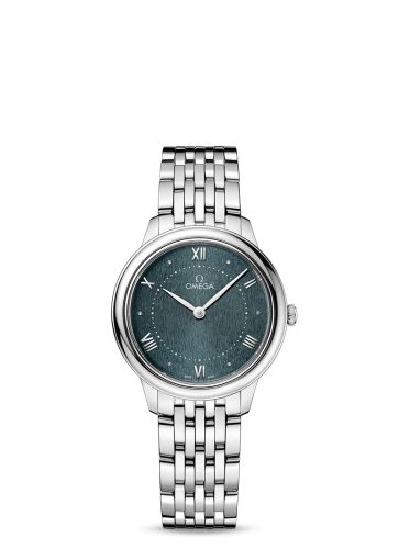 Omega De Ville Quartz 30 Stainless Steel / Turqouise / Bracelet 434.10.30.60.10.001