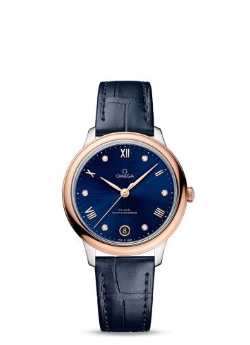 Omega De Ville Master Chronometer 34 Stainless Steel - Sedna Gold / Blue - Diamond 434.23.34.20.53.001