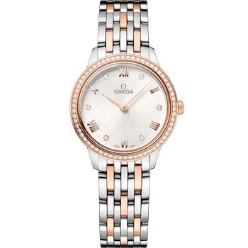 Omega De Ville Quartz 27.5 Stainless Steel - Sedna Gold - Diamond / Silver / Bracelet 434.25.28.60.52.001