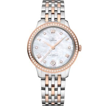 Omega De Ville Master Chronometer 34 Stainless Steel - Sedna Gold - Diamond / MOP / Bracelet 434.25.34.20.55.001
