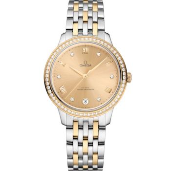 Omega De Ville Master Chronometer 34 Stainless Steel - Yellow Gold - Diamond / Champagne / Bracelet 434.25.34.20.58.001