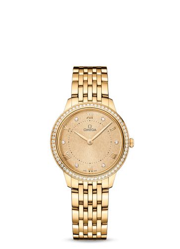 Omega De Ville Quartz 30 Yellow Gold - Diamond / Champagne - Diamond / Bracelet 434.55.30.60.58.001