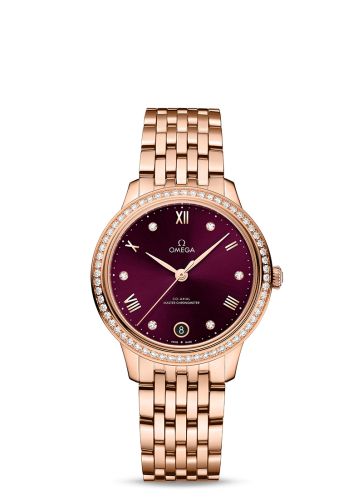 Omega De Ville Master Chronometer 34 Sedna Gold - Diamond / Burgundy - Diamond / Bracelet 434.55.34.20.61.001