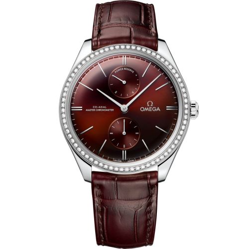 Omega De Ville Trésor Master Chronometer Power Reserve Stainless Steel / Diamond / Burgundy 435.18.40.22.11.001