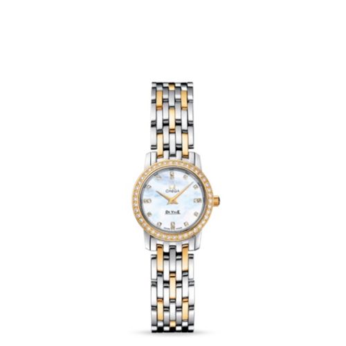 Omega De Ville Prestige Quartz 22 Stainless Steel / Yellow Gold / Diamond / MOP / Bracelet 4375.75.00