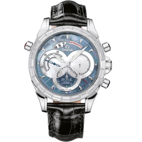 Omega De Ville Co-Axial 41 Chronoscope Rattrapante Platinum Baguette / MOP 4642.72.31