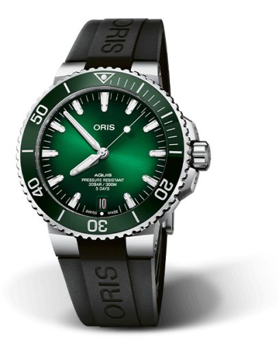 Oris Aquis Date Calibre 400 43.5 Stainless Steel / Green / Rubber 01 400 7763 4157-07 4 24 74EB