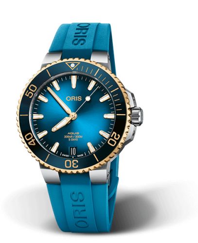 Oris Aquis Date Calibre 400 41.5 Stainless Steel - Yellow Gold / Blue / Rubber 01 400 7769 6355-07 4 22 75FC