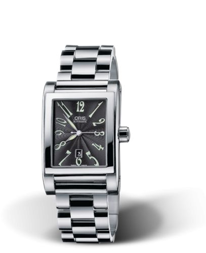 Oris Rectangular Date 24 Stainless Steel / Black - Arabic / Bracelet 01 561 7526 4064-07 8 16 68