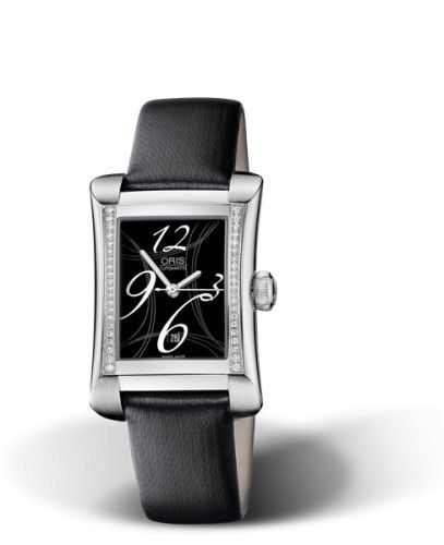 Oris Rectangular Date Diamonds 25.9 Stainless Steel / Black 01 561 7621 4964-07 5 16 75