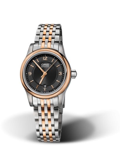 Oris Classic Date Lady 28.5 Stainless Steel - Rose Gold / Black / Bracelet 01 561 7650 4334-07 8 14 63