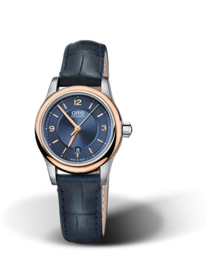 Oris Classic Date Lady 28.5 Stainless Steel - Rose Gold / Blue 01 561 7650 4335-07 5 14 85