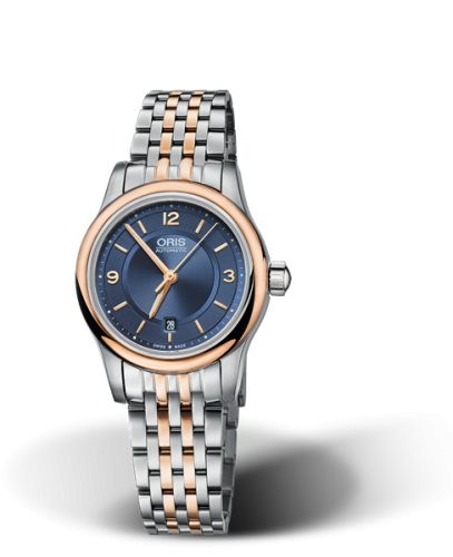 Oris Classic Date Lady 28.5 Stainless Steel - Rose Gold / Blue / Bracelet 01 561 7650 4335-07 8 14 63