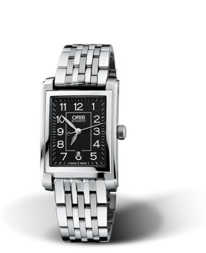 Oris Rectangular Date 24.5 Stainless Steel / Black - Arabic / Bracelet 01 561 7656 4034-07 8 17 82