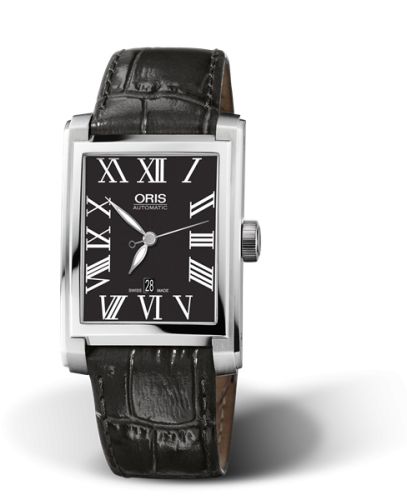 Oris Rectangular Date 30 Stainless Steel / Black - Roman 01 561 7657 4074-07 5 21 71FC