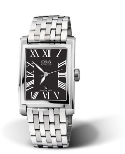 Oris Rectangular Date 30 Stainless Steel / Black - Roman / Bracelet 01 561 7657 4074-07 8 21 82