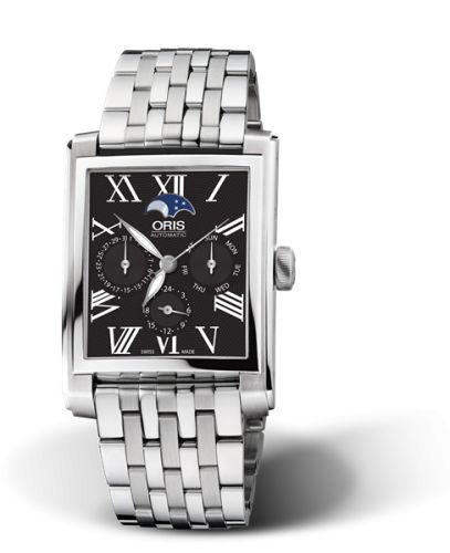 Oris Rectangular Complication Stainless Steel / Black - Roman / Bracelet 01 581 7658 4074-07 8 23 82