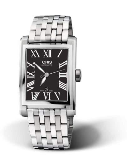Oris Rectangular Date 30 Stainless Steel / Black - Roman / Bracelet 01 583 7657 4074-07 8 21 82