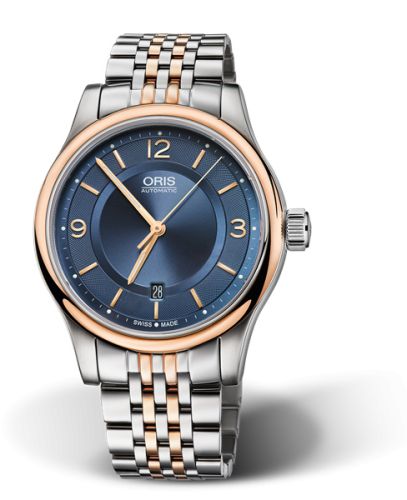 Oris Classic Date 42 Stainless Steel - Rose Gold / Blue / Bracelet 01 733 7594 4335-07 8 20 63
