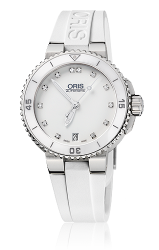 Oris Aquis Date 36 Stainless Steel / White - Diamond / Rubber 01 733 7652 4191-07 4 18 31
