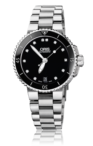 Oris Aquis Date Diamonds 36 Stainless Steel / Black - Diamond / Bracelet 01 733 7652 4194-07 8 18 01P