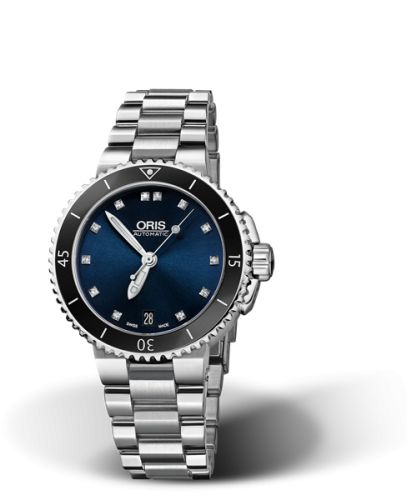 Oris Aquis Date 36 Stainless Steel / Blue - Diamond / Bracelet 01 733 7652 4195-07 8 18 01P