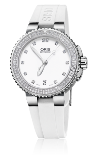 Oris Aquis Date Diamonds 36 Stainless Steel / White - Diamond / Rubber 01 733 7652 4991-07 4 18 31